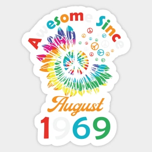 Funny Birthday Quote, Awesome Since August 1969, Retro Birthday Sticker